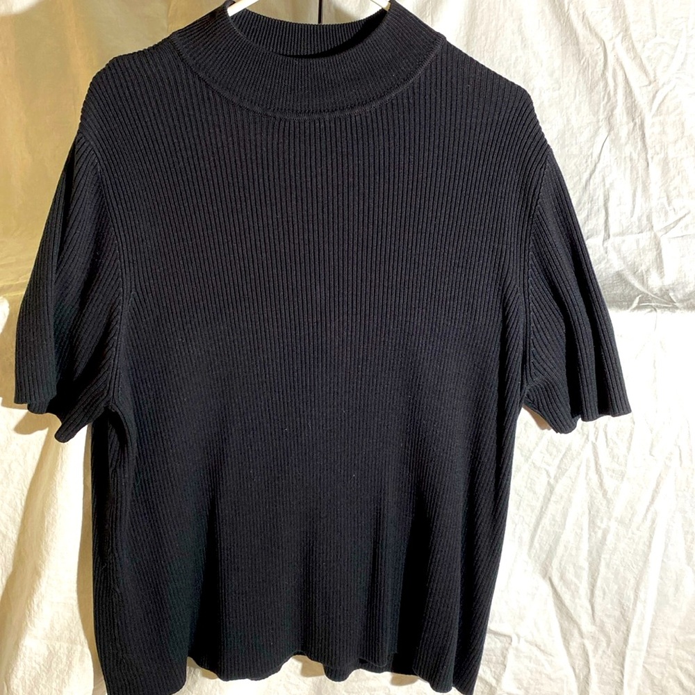 Croft & Barrrow 2x Black Knit Ribbed Turtleneck Sweater